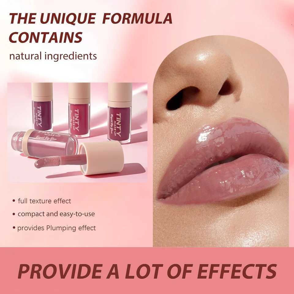 Four color mirror lip gloss lip oil nude brown moisturizing transparent lip makeup cosmeticsXJ250724