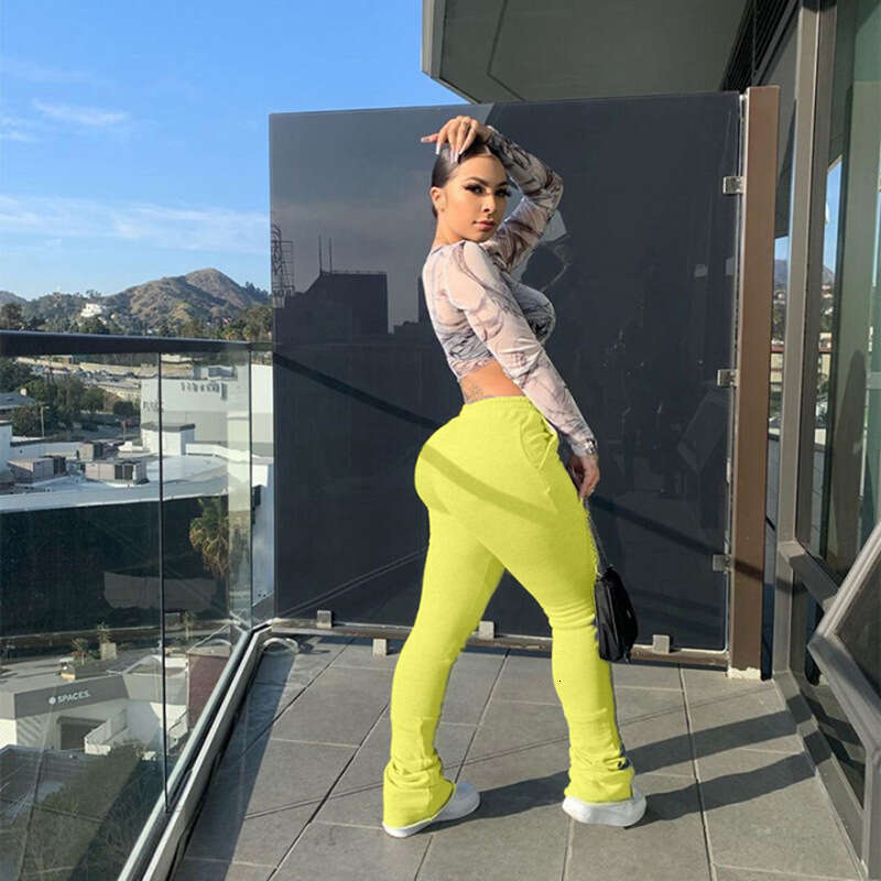 2020 Autumn Winter New Women's Solid Color Elastic High Waist Slimming Drawstring Versatile Slouch Pants 913