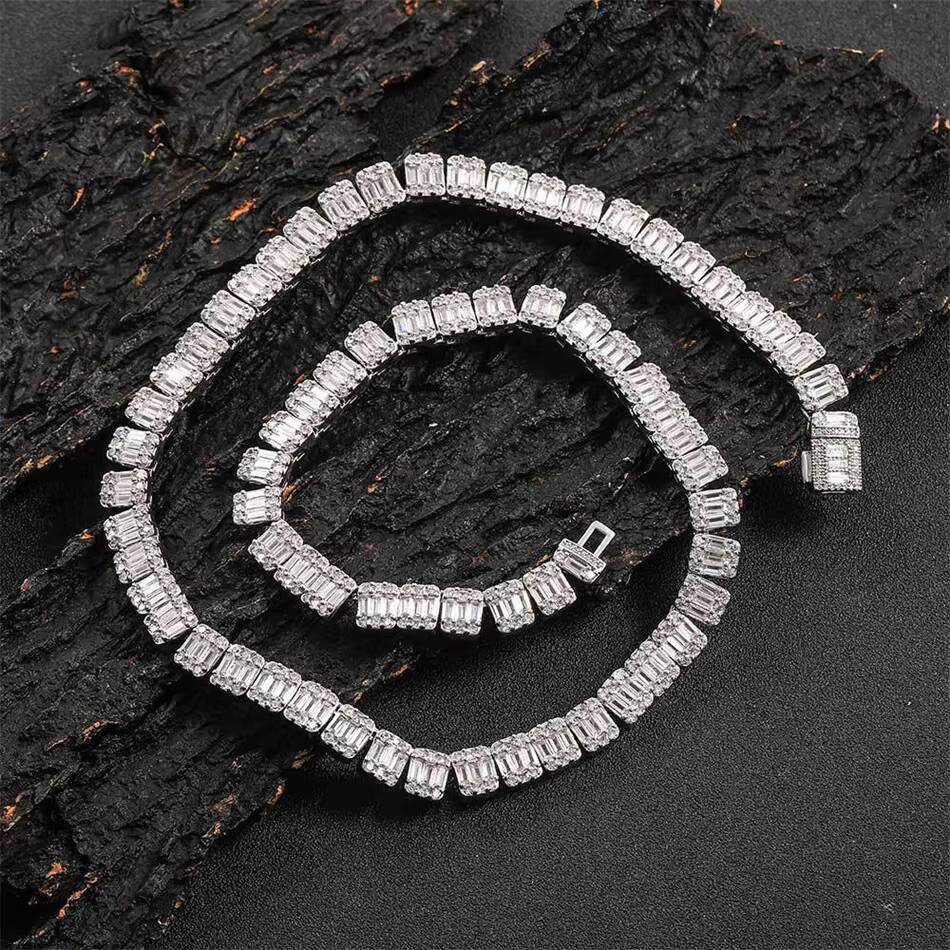 Moissanite VVS D Hip Hop Jewelry Fashion 925 Sliver Men Women Ice Out Zircon Diamonds Cuban Link Chain Choker Unisex Necklace