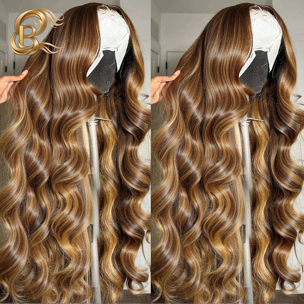 13x6 Glueless Highlight Hd Lace Frontal Wig Ombre Colored Honey Blonde Human Hair Wigs Body Wave For Women 4x4 5x5