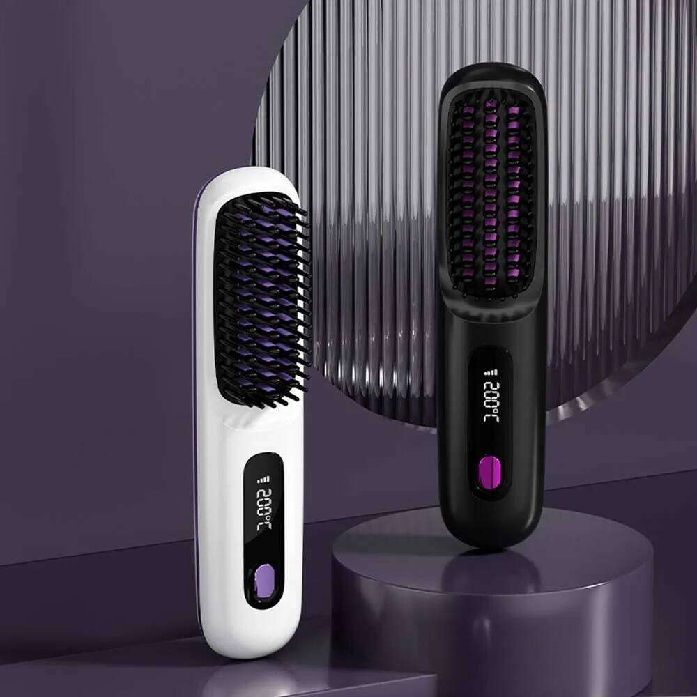 Electric LCD Usb charging portable and fashionable negative ion straight hair comb Styling Tool