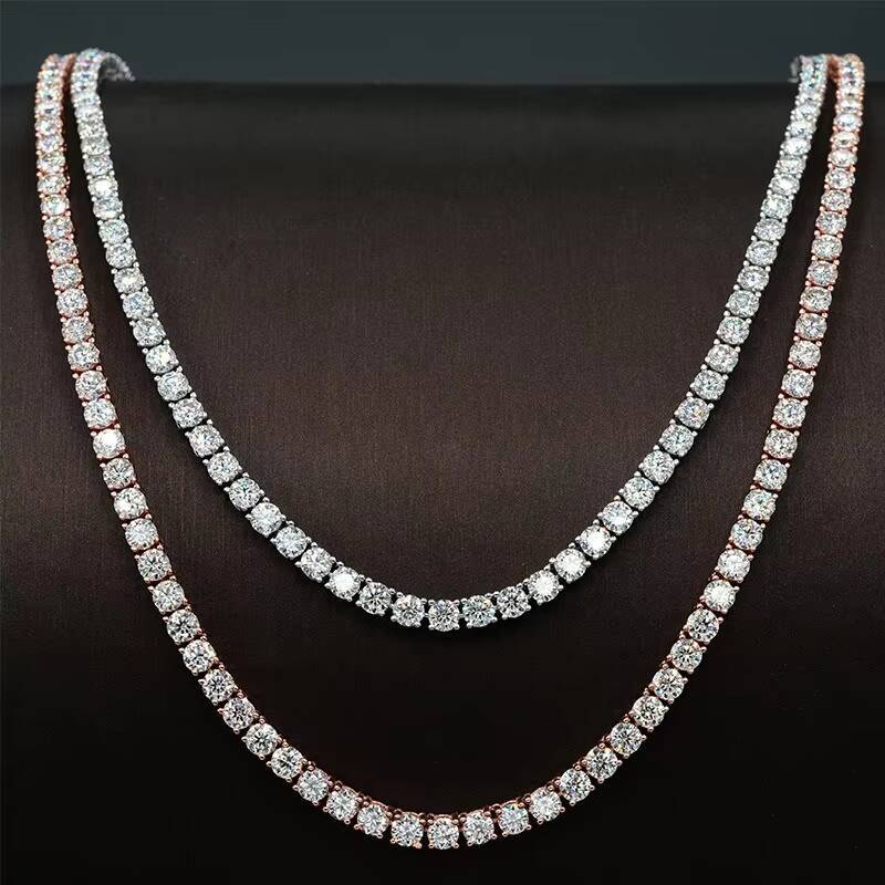 Full Size S925 Sterling Silver Necklace VVS Moissanite Diamonds Iced Out Tennis Bracelet Factory Tennis Chains Necklace