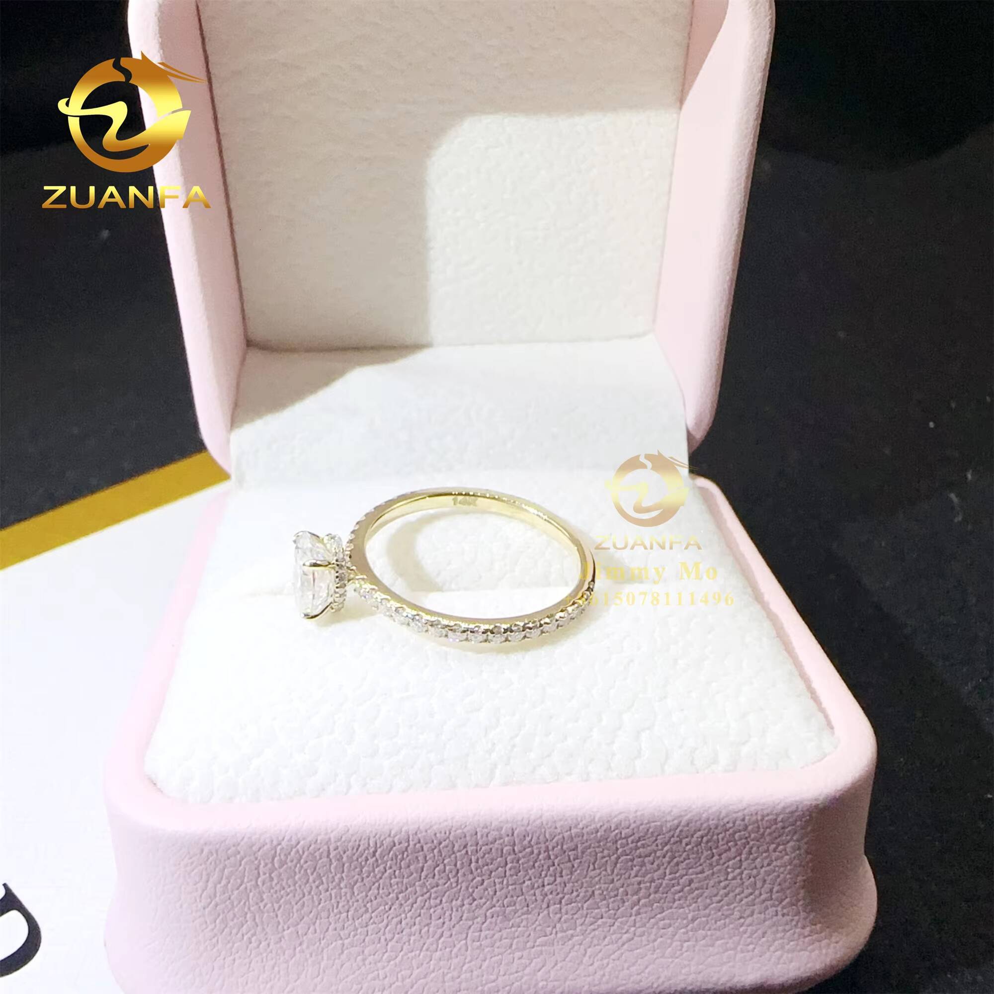 10k 14k 18k Yellow Gold 1ct Iced Crushed Oval Moissanite Diamond Engagement Wedding Band Ring Anniversary Gift GRA Certificate