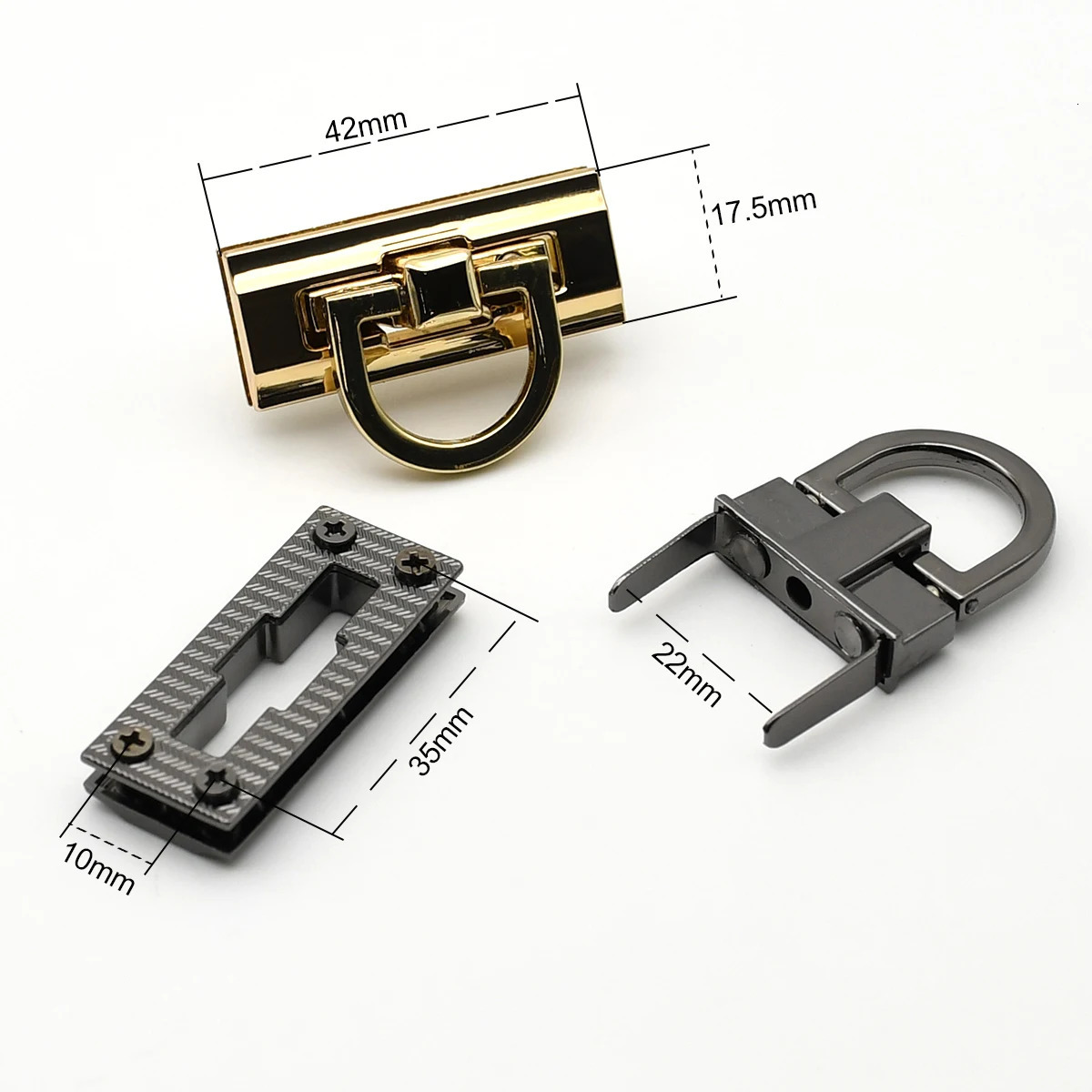 Metal Bag Folding Lock Press Flip Lock Switch Closure Clasp Buckle with D Ring for Bag Parts DIY Hardware Accessories 250723