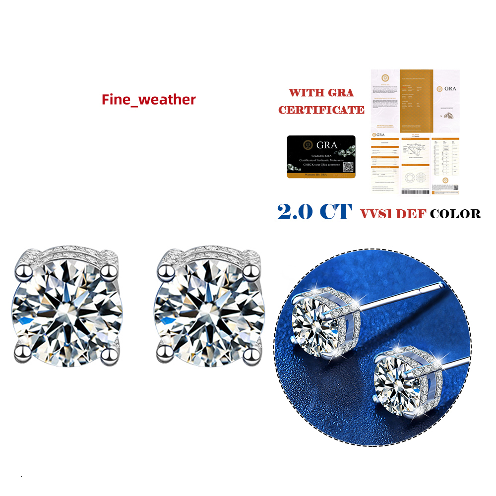 Fashion Women Fine Jewelry S925 Silver 0.5ct Four Claw Wedding Earrings Round Shape Moissanite Stud Earrings