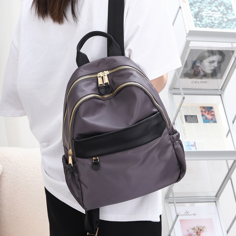 KOUDI 9598 Shoulder Bag for Women 2025 Fashion Versatile Oxford Cloth with Genuine Leather Commuting Canvas Lightweight Backpack