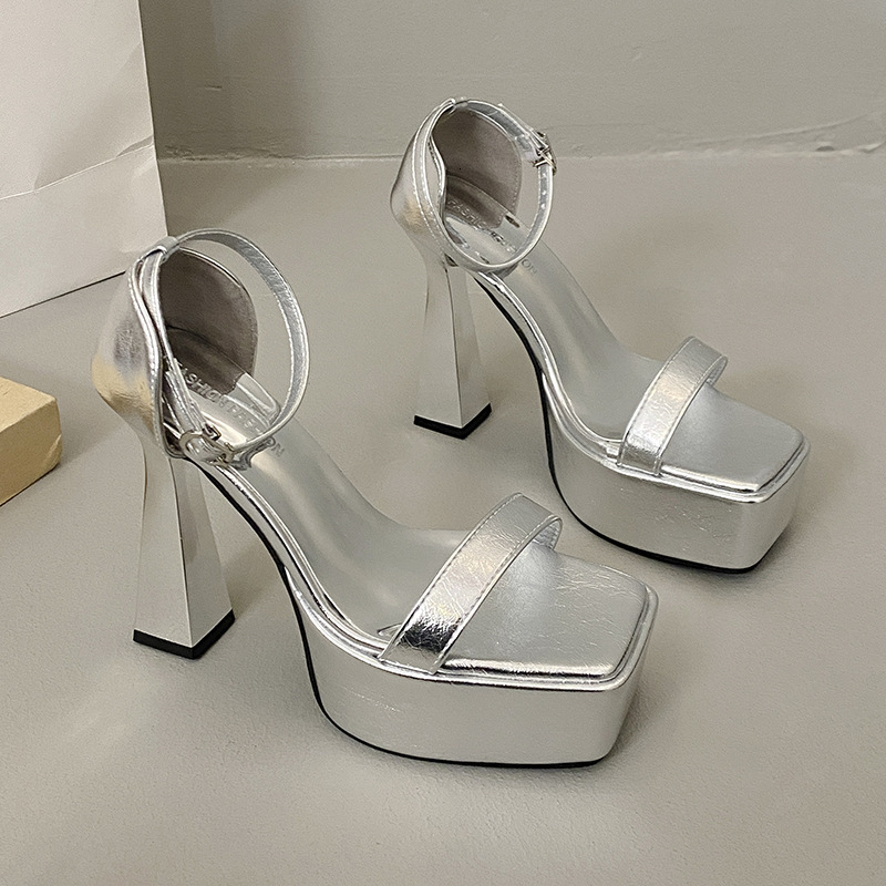 Ddmysports Casual One Strap For Women Sexy Nightclub Show Stage Chunky Heel Waterproof Platform High Heels Outdoor Shoes