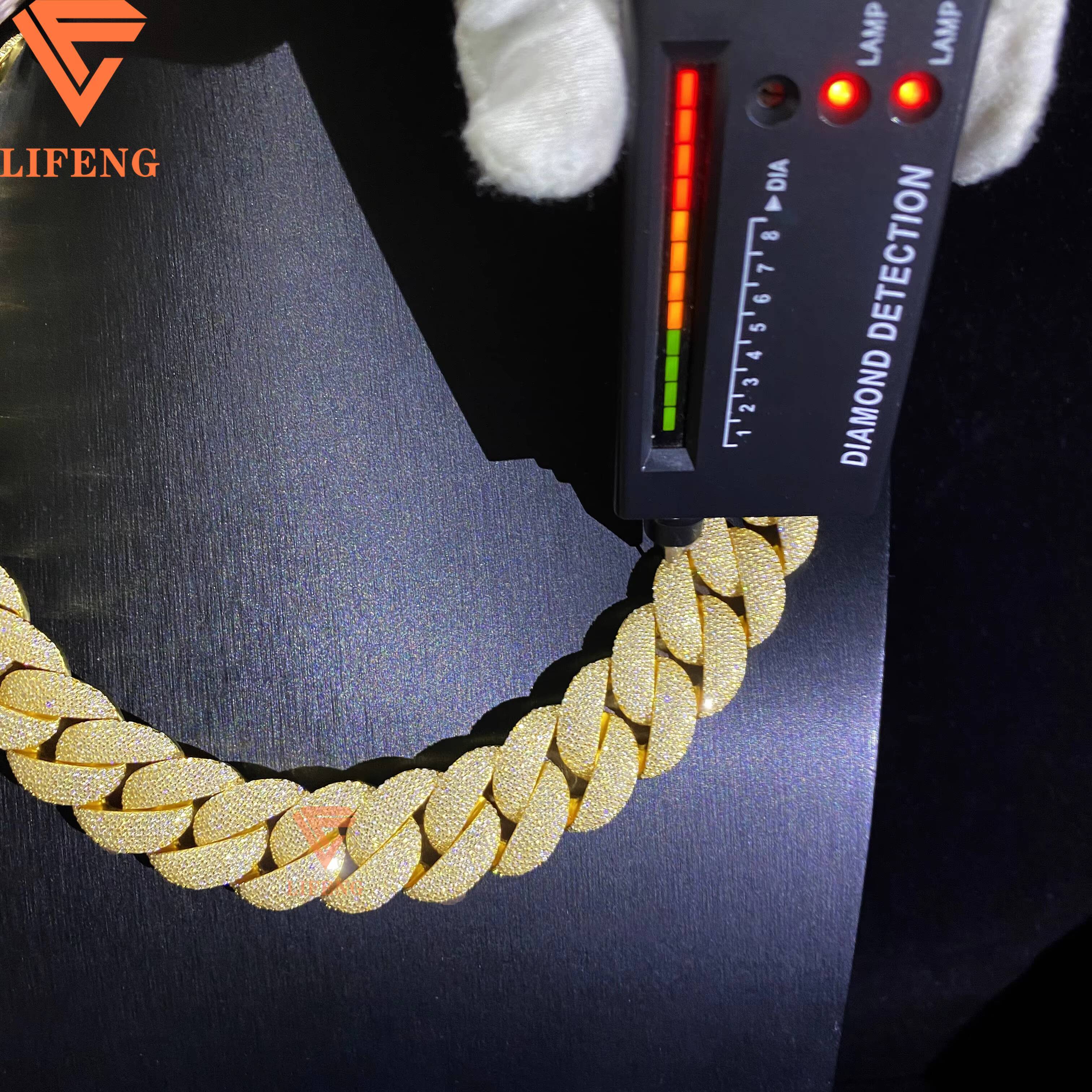 High Quality 23MM D VVS Moissanite Cuban Link Chain Iced Out Hip Hop Sterling Silver 925 Necklace Gold Plated Cuban Links Chains