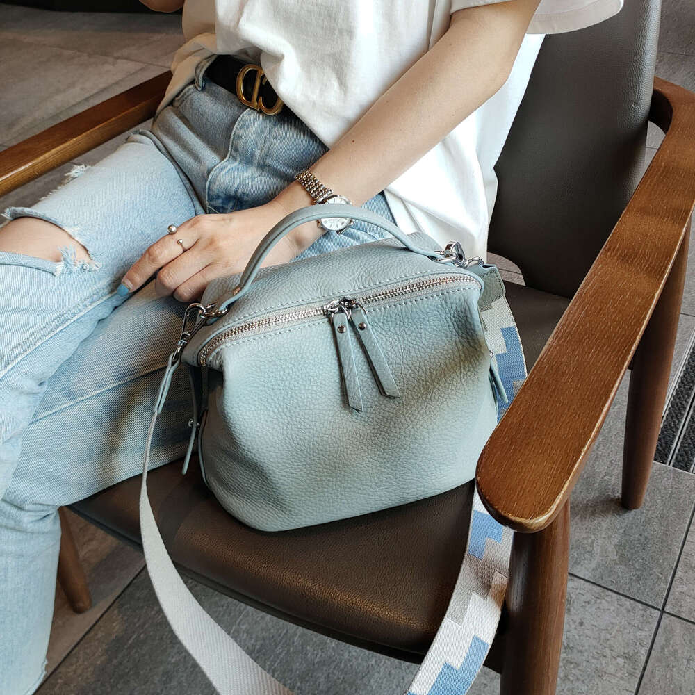 New Soft Top Layer Cowhide Single Crossbody Wide Shoulder Strap Casual Versatile Women's Bag designer bag