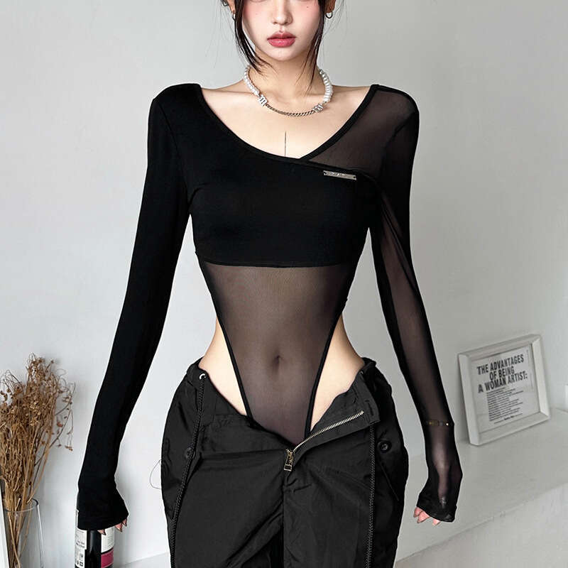 2023 Summer New Women's Solid Color Slim Fashion V-Neck Long Sleeve Sexy Backless Jumpsuit edd