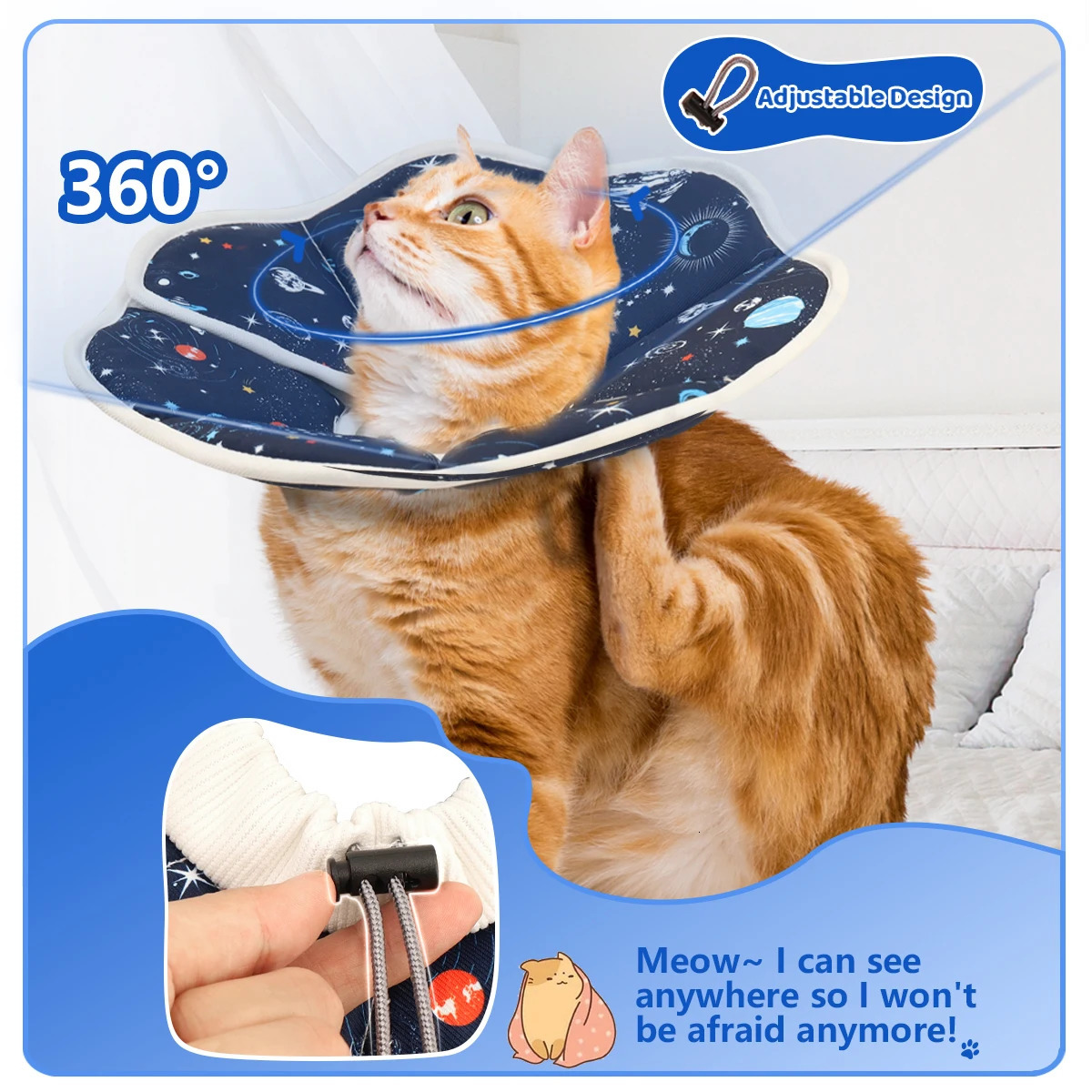 A Elizabethan collar stylish and high-value cartoon printed pet protective cover dog protective cover cat anti-licking st 250716