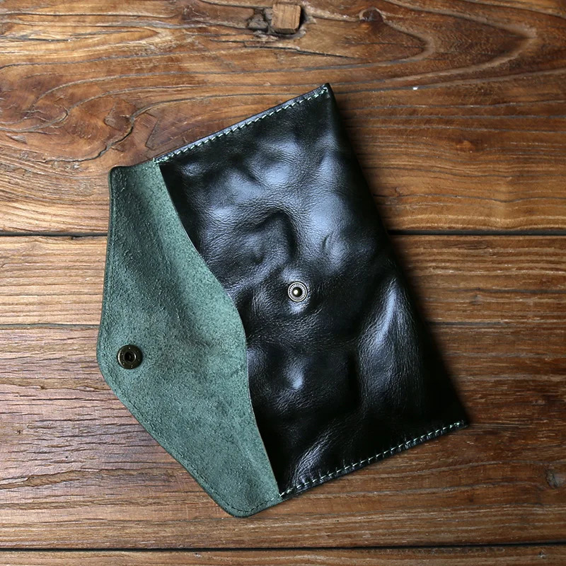 JLFGPJ Classic Mens Genuine Leather Long Clutch Vegetable Tanned Top Layer Cowhide Simple Buckle Envelope Wallet 250723