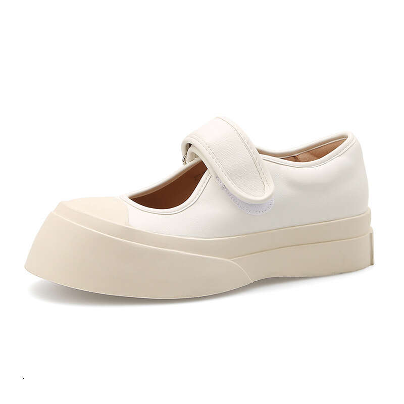 Designer Autumn New Thick-Soled for Women French Style Height Increasing Velcro Mary Jane Shallow Mouth Silver Single Shoes