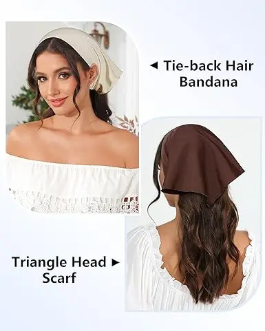 3-Pack Boho Hair Bandanas - Triangle Tie-Back Head Scarves for Women Girls - Stylish Kerchief Headbands 250723