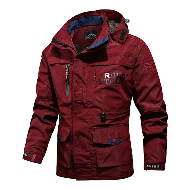 Autumn Spring Mens Jacket Detachable Hood Windproof outdoor Zipper Outdoor MultiPockets Men Sports cargo jackets 250717