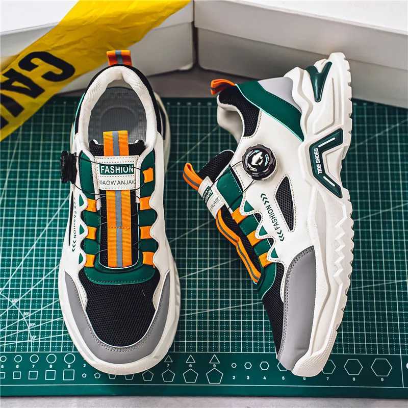 Mens Korean Rotating Buckle Fi Casual Sports Shoes Four Seas Soft Soled N Slip Outdoor Running Shoes Student Sneakers XJ250725