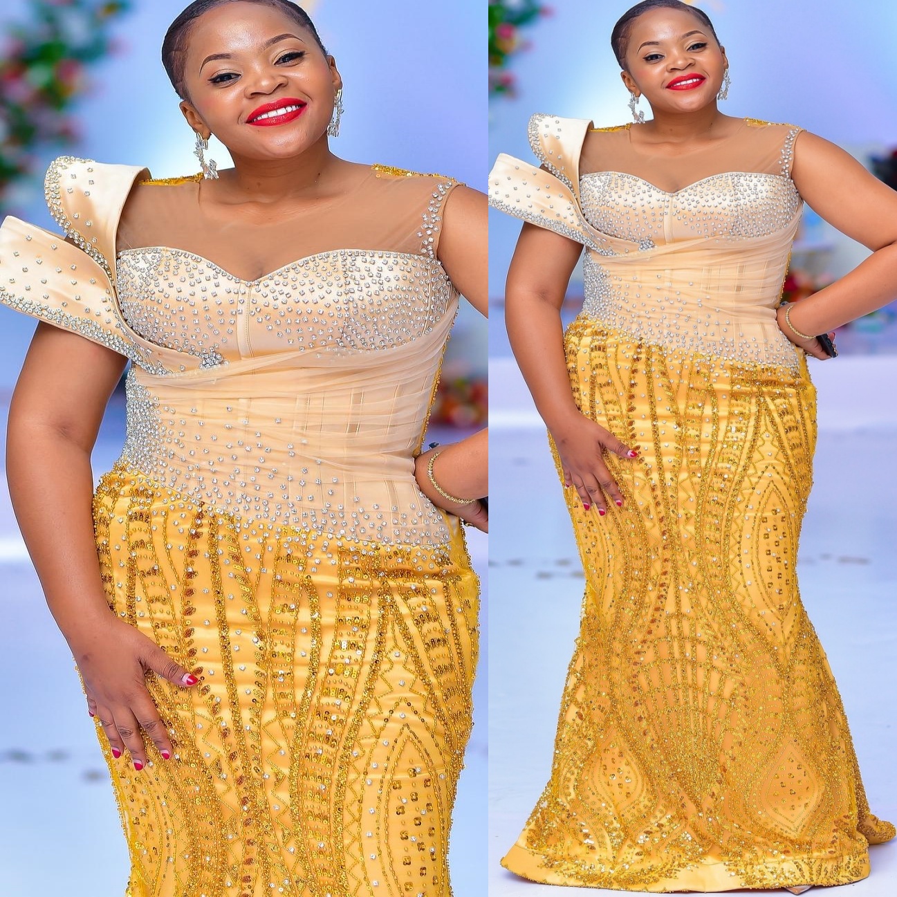 Mermaid Yellow Prom Dresses 2025 Crystals Sequined Sheer Neck Sparkly Evening Formal Party Second Birthday Engagement Gowns Plus Size Dress For Specia