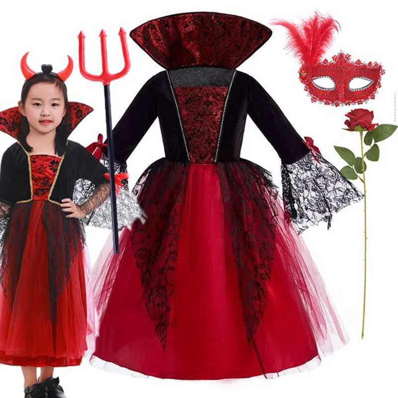 The Middle Age Gothic Vampire Girls Dress Halloween Vintage Upper Class Role Play Costume Child Nostalgic Sle Princess Frocks Z250725