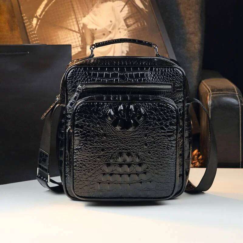 Luxurious designer New crocodile patterned shoulder men, crossbody for business and leisure, high-end handbag, men's bag trend