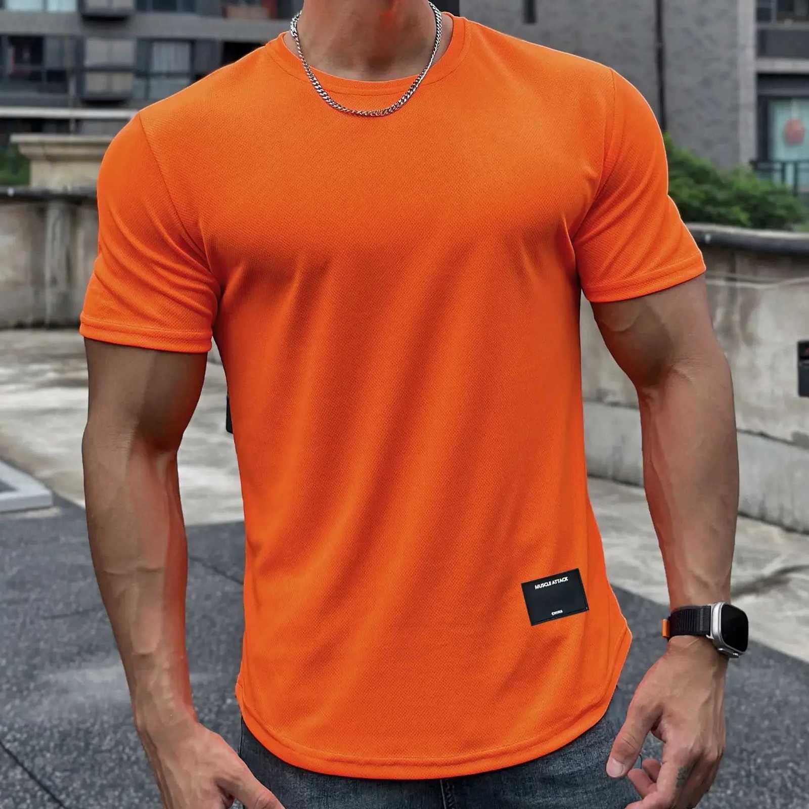 2024 new Men Summer Short Sleeve Fitness T Shirt Running Sport Gym Muscle T Shirt Workout Casual High Quality Tops Clothing Y250724