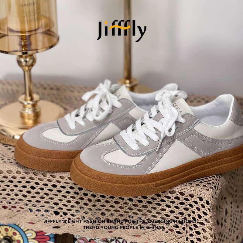 Jifffly Versatile Casual German Training Rubber Sole Men's Trendy Brand Height-Increasing White Sneakers Sports Shoes