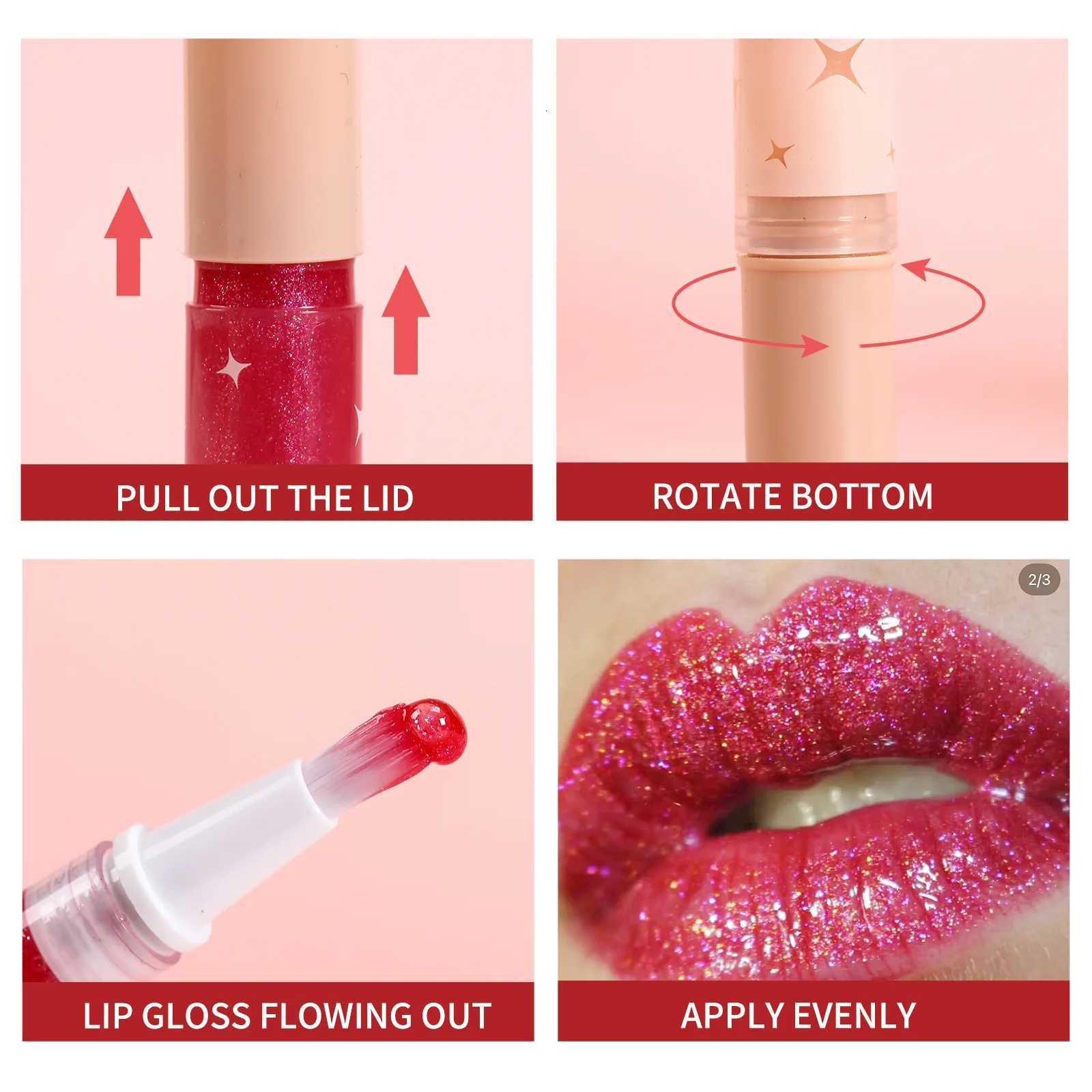 Pearlescent Lip Gloss Pen with Soft Brush | Easy-to-Apply Shimmering Gloss | Twist-Up Design for Plump Glossy LipsXJ250724