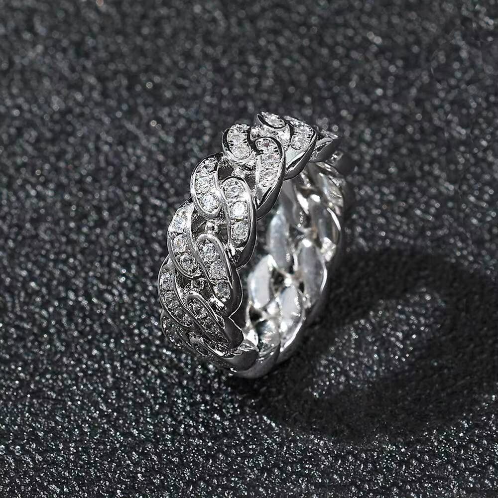 New RTS Hot Sale Square Ring Custom Hip Hop Rapper JewelryVVS Moissanite Iced Out 925 Silver Rings Diamond Men Ring