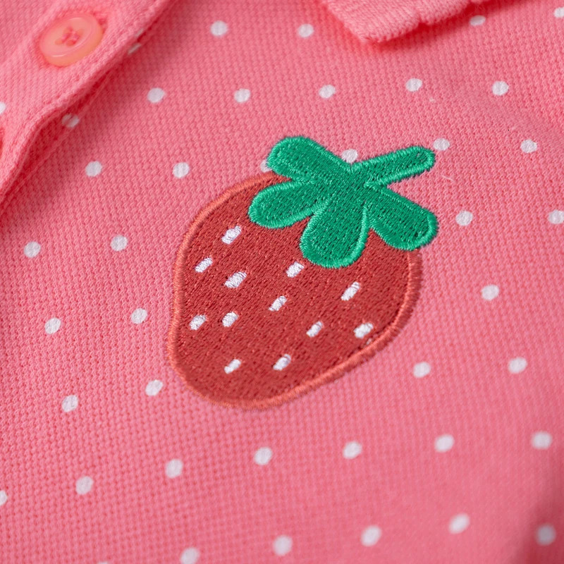 Little maven Summer Girls Clothes Strawberry Appliques Lovely Kids Casual Polo Dresses for TurnDown Collar Dress 250725