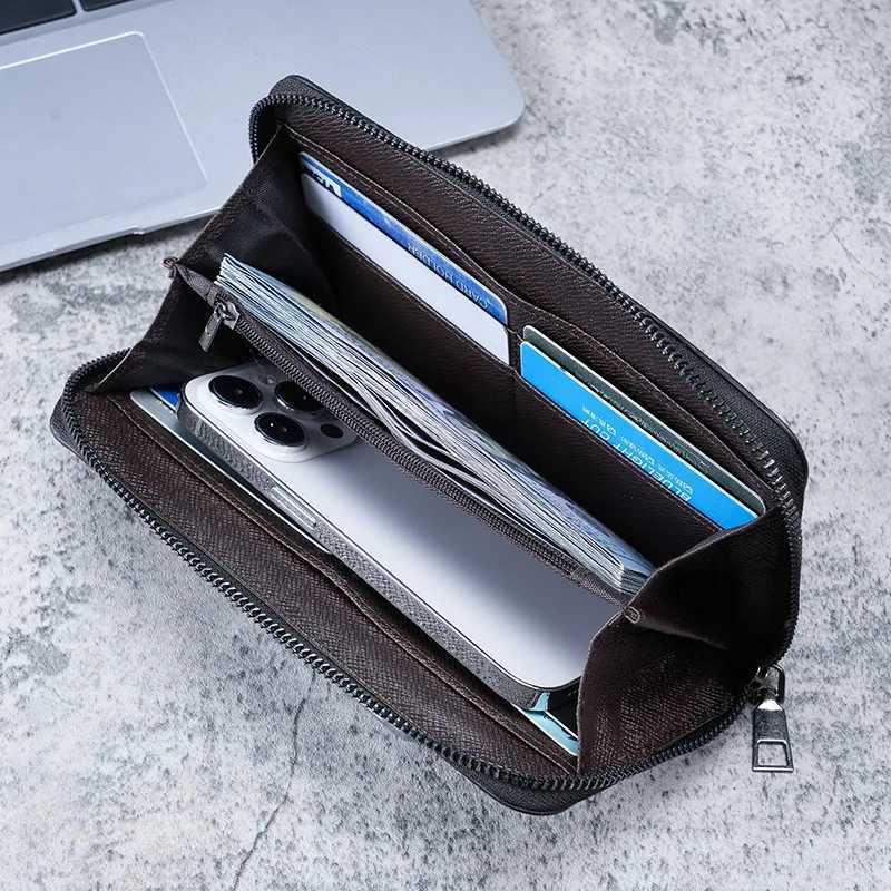 Men Long Wallet Large Capacity Multiple Card Slots Canvas Zippered Purse Business Handbag Card Holder Wallet Coin Bag Z250725