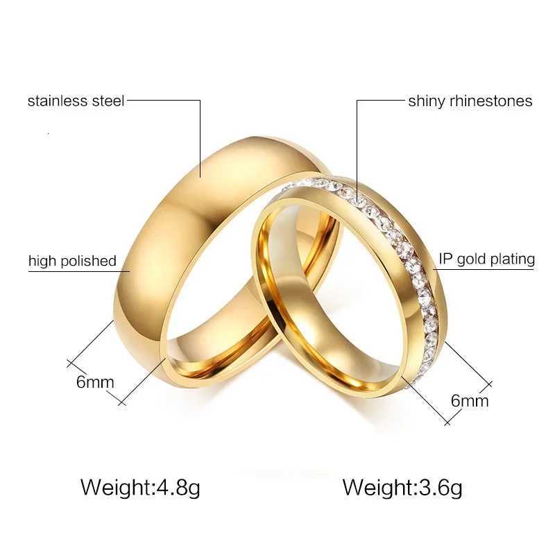 Gold silver wedding ring mens jewelry stainless steel engagement ring couples anniversary gift amazing price W250417