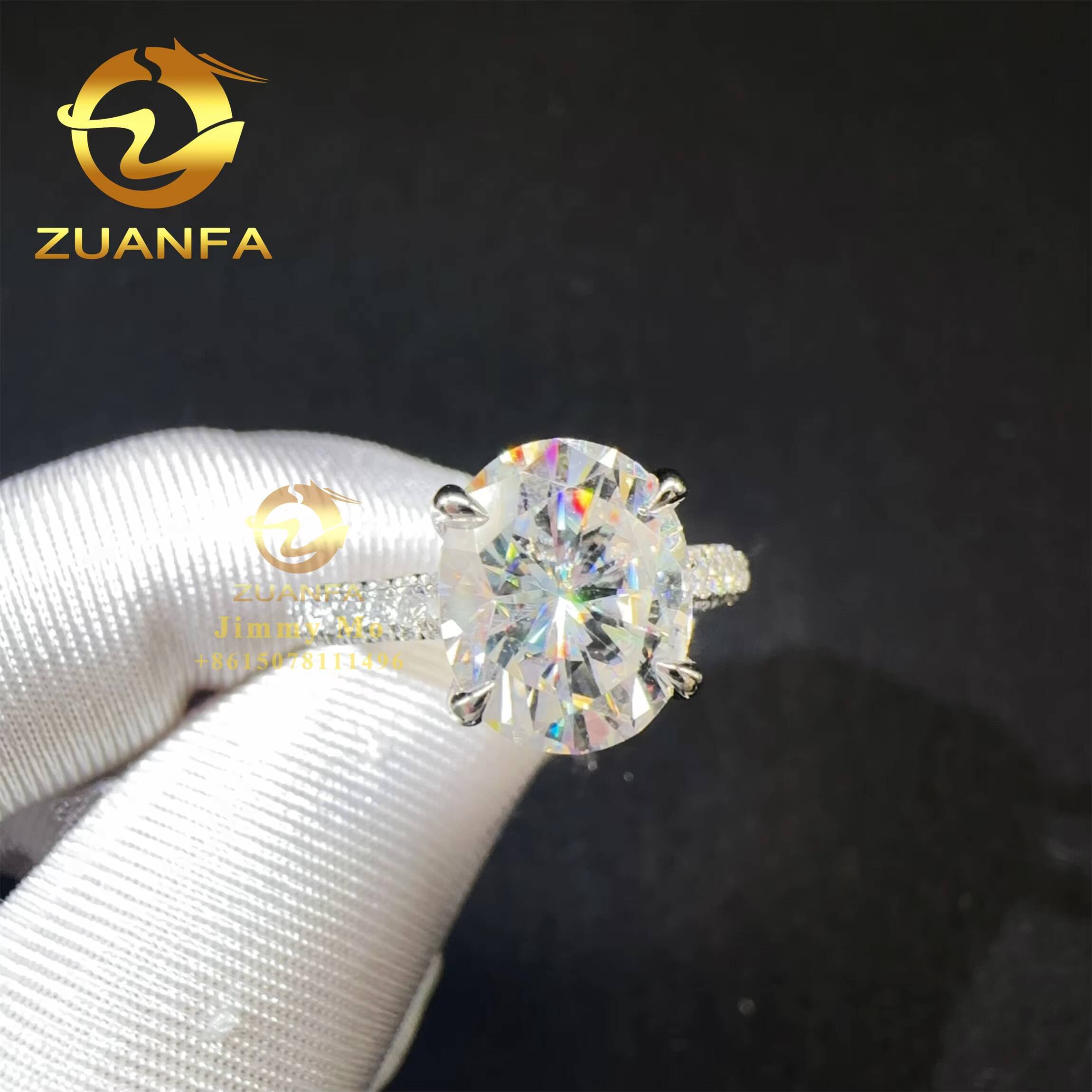 Elegant Gorgeous 14k White Gold 5ct Iced Crushed Oval Moissanite Diamond Engagement Wedding Band Ring Anniversary Women Gift