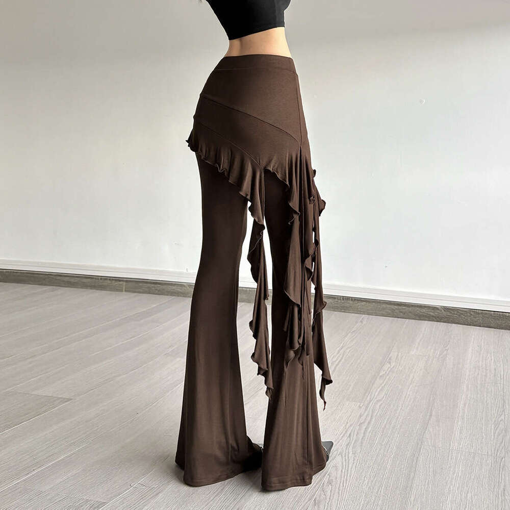 2025 Summer New Fashion Solid Color Draped Breathable Versatile Ribbon Straight Casual Pants b07