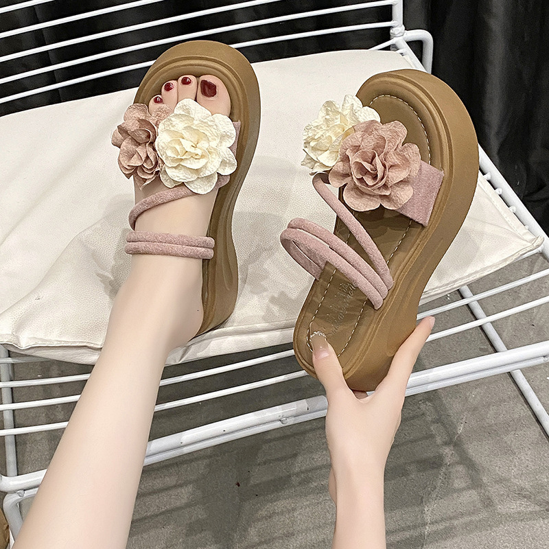 Ddmysports Trendy Thick Soled Platform Summer New Korean Fashion Mesh Pleated Petite High Heeled Sandals For Women Outdoor Shoes
