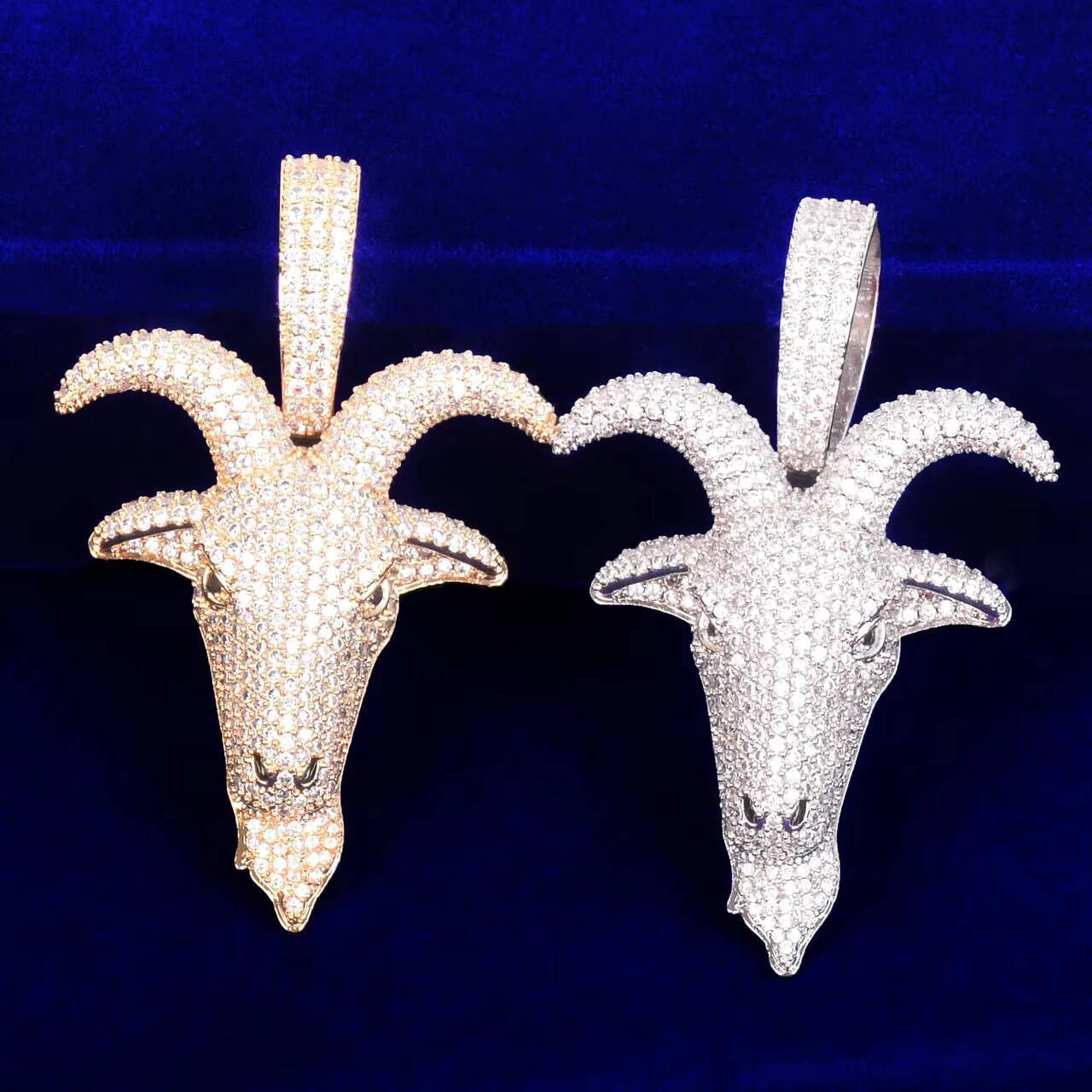 New Trendy Mens Hip Hop Goat Head Pendant VVS Diamond Moissanite Jewelry with Baphomet Design