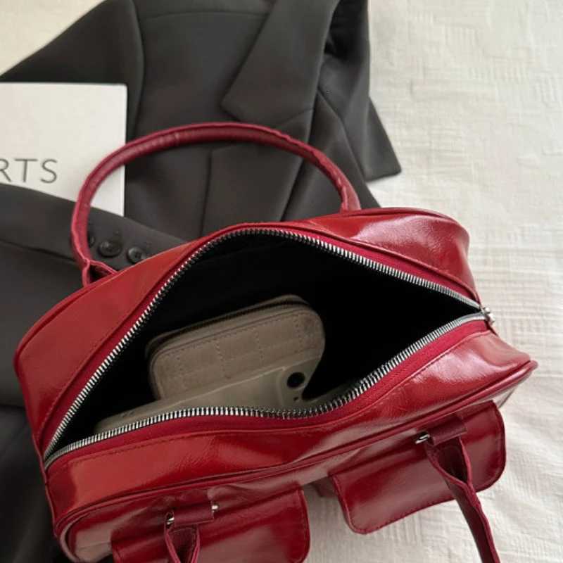 Vintage Simple Ladies Cute Tote Bag Wen Business Shoulder Bags Pu Leather Fem Underarm Burgundy Large Handbags Purse Y250725