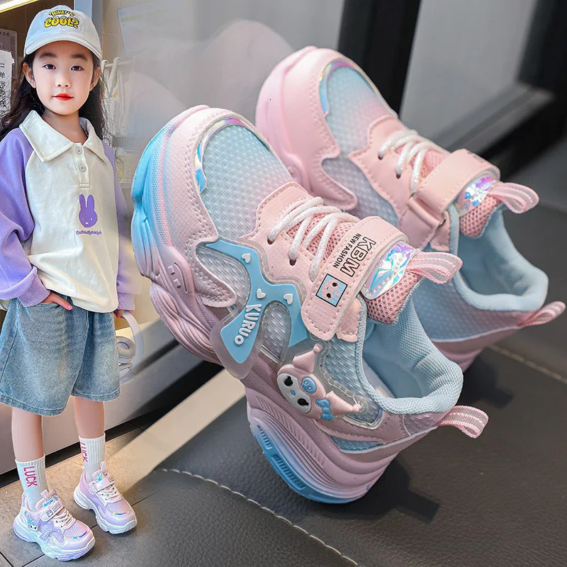 Breathable childrens pink sneakers relaxing outdoor comfortable and soft girls running shoes purple 250725