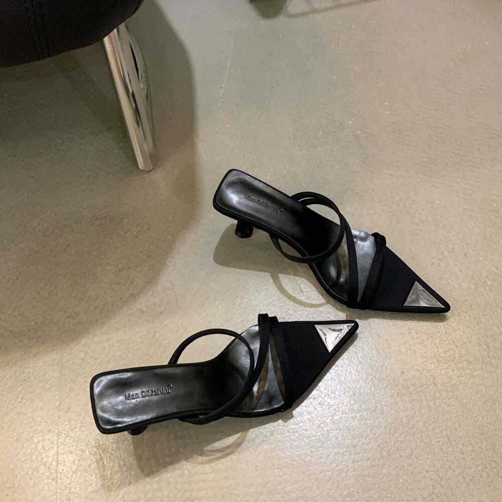 2025 Spring and Autumn New Korean Style Niche Simple Pointed Cross Strap Open Toe Stiletto High Heel Sandals for Women