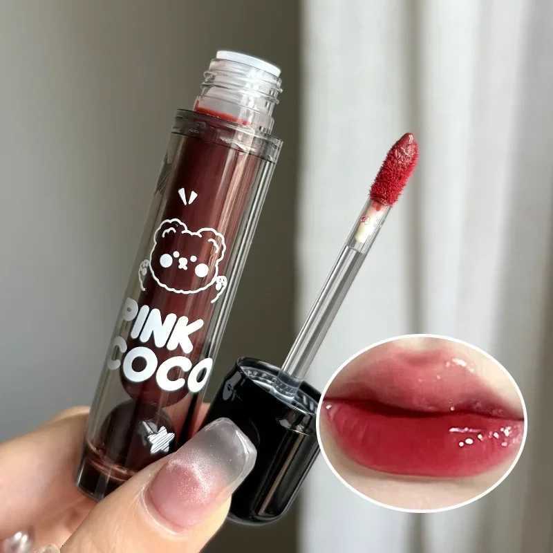 Dark Red Brown Mirror Lip Glaze Water Light Moisturizing Non-stick Cup Highly Pigmented Red Liquid Lipstick Lips Makeup CosmeticXJ250724