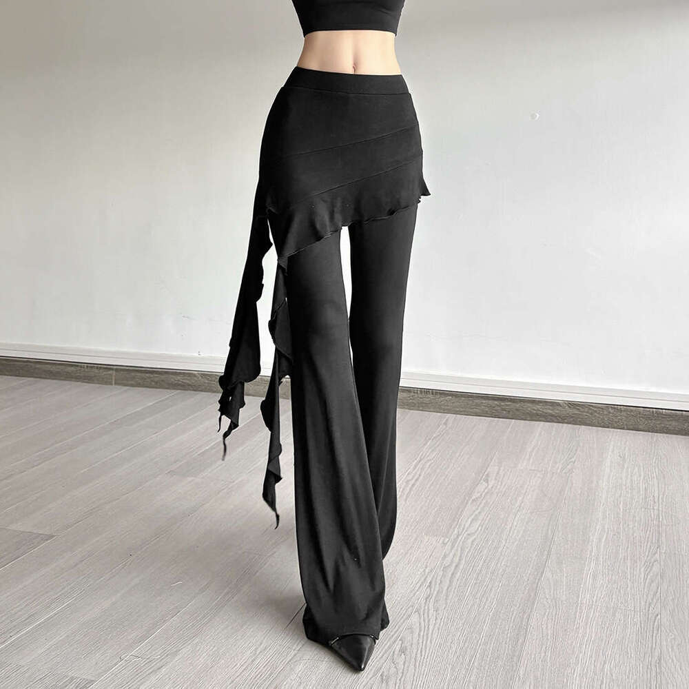 2025 Summer New Fashion Solid Color Draped Breathable Versatile Ribbon Straight Casual Pants b07
