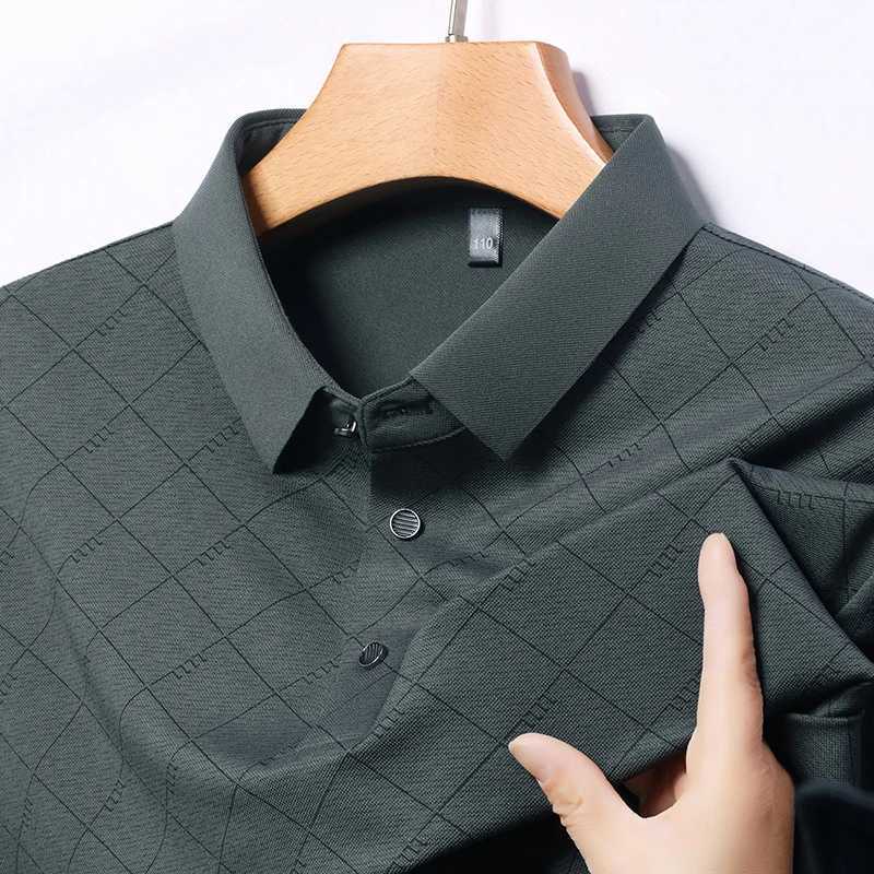 2025 New Summer Ice Silk Polo Shirt for Middle Aged and Elderly Short Sleeved Top Casual Thin Half Sleeve XJ250725