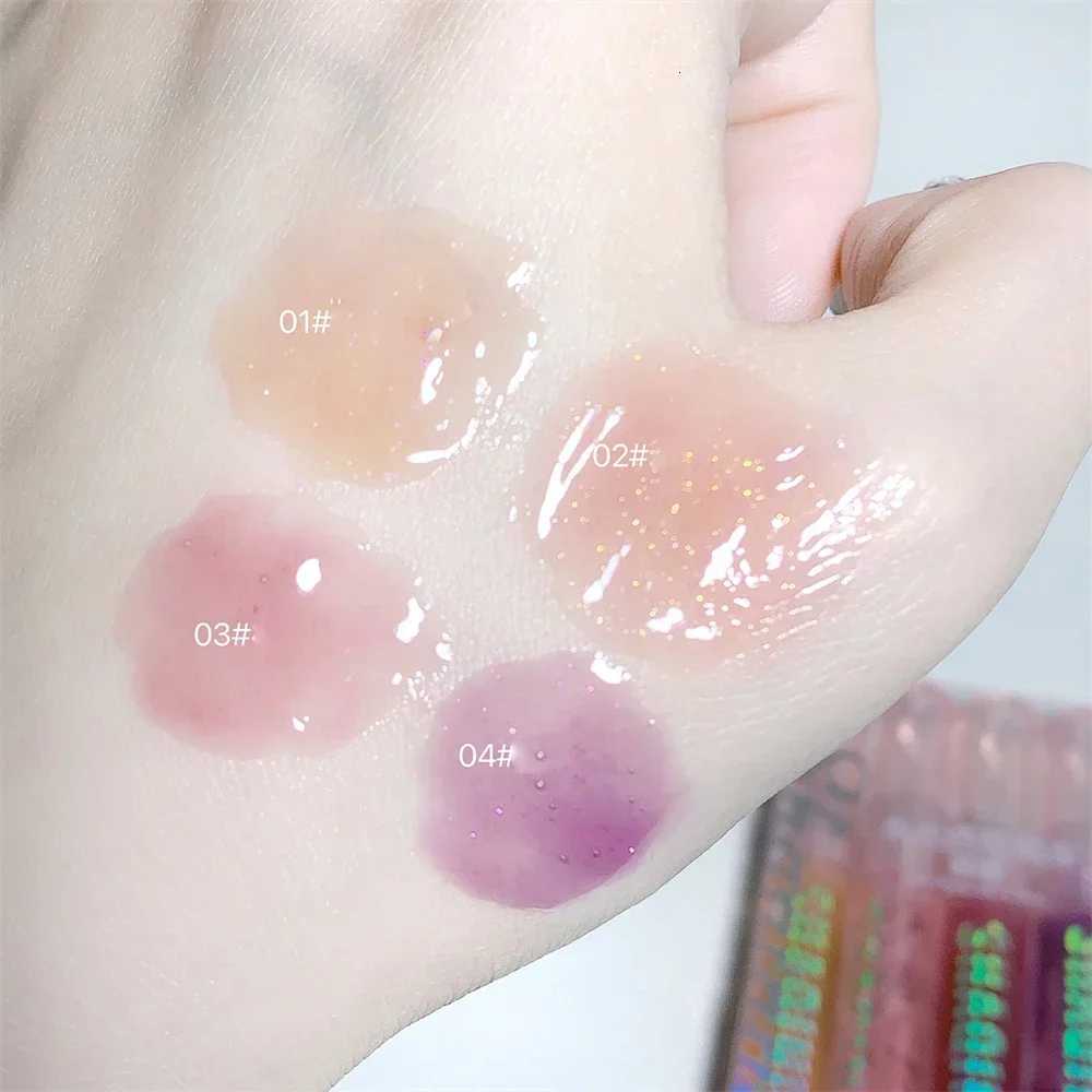 4 PCS Water-gloss Mirror Jelly Lip Gloss Moisturizes Lips Shimmers With Fine Pearls Brightens Lip Oil Pluming Glass Lip MakeupXJ250724