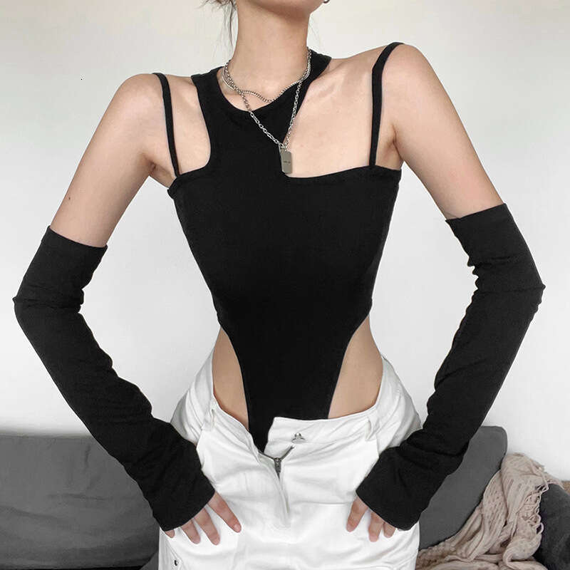 2022 Autumn New Women's Solid Color Slim Street Fashion Strap Sexy Sleeveless Jumpsuit 790