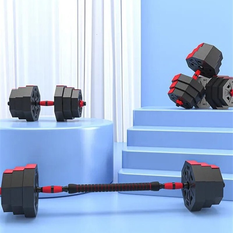 4-in-1 Convertible Dumbbell Set, Multifunctional Home Gym Equipment with Dumbbell, Kettlebell, Barbell & Push-Up Stand Modes for Full-Body Fitness