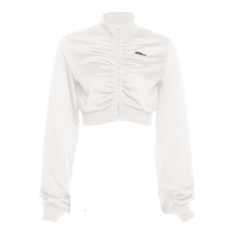 2021 Autumn New Women's Fashion Crop Top Zipper Jacket High Waist Casual Straight Pants Set 716