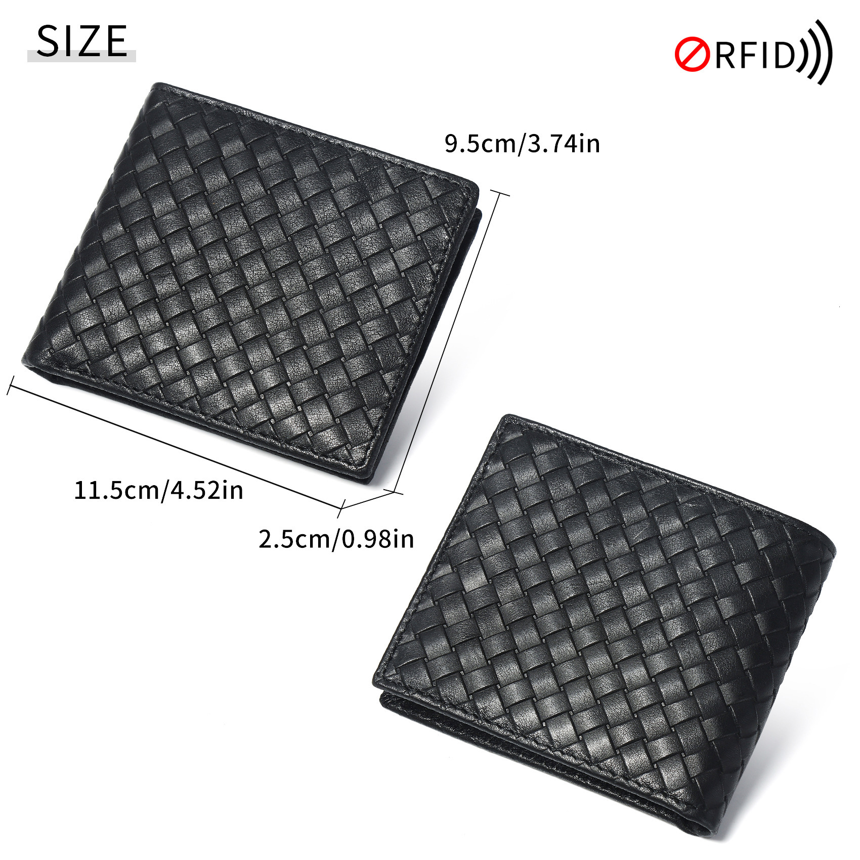 Free Shipping Designer Luxury Men's Genuine Leather Short Wallet RFID Anti-magnetic Anti-theft Multi-card Slots Cowhide Woven Pattern Coin Purse