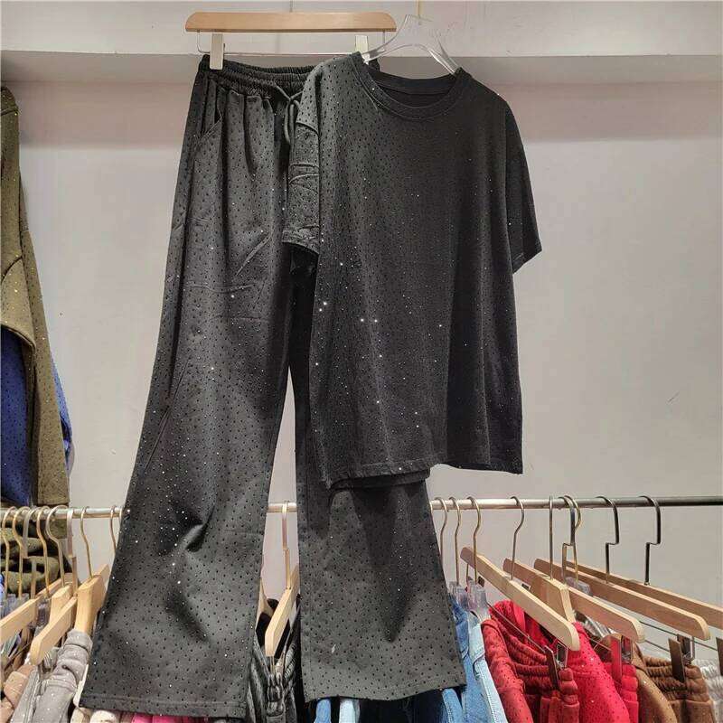 Women's 2 Piece Set Loose Short Sleeve T-Shirt Elastic Waist Full Dias Casual Pants 2025 New Fashion Summer 29A1742