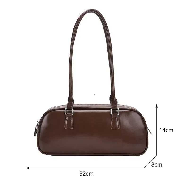 Solid Color PU Leather Underarm Bags For Women 2025 Spring Korean Fashion Retro Simple Shoulder Bag Lady Handbags And Purses Y250725