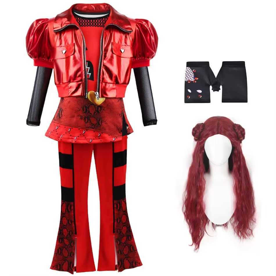 Halloween Descendants Cosplay Costume 3pcs Set Girls Red Heart Leather Long Sleeve Suit Carnival Birthday Stage costumes Outfits Z250725