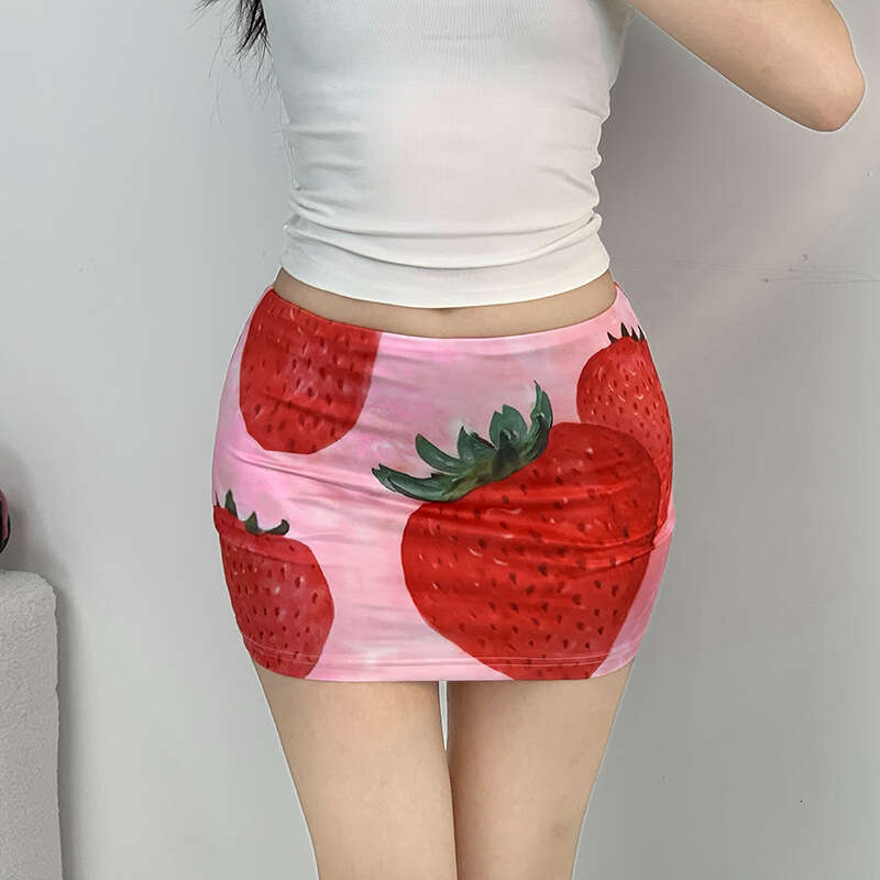 Summer New Women's Fruit Pattern Vacation Hawaii Beach 3D Print Short Skirt 353