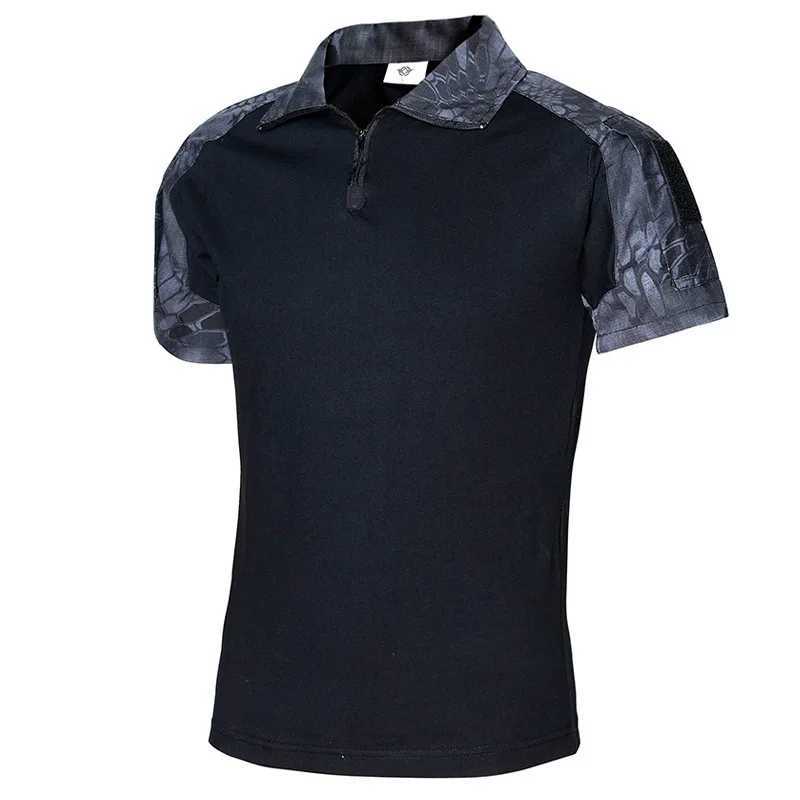 New Outdoor Camping Combat Tactical Camouflage T-Shirt Military Uniform Tops Students Army Training Short Sleeve Shirt Navy Blue Y250724